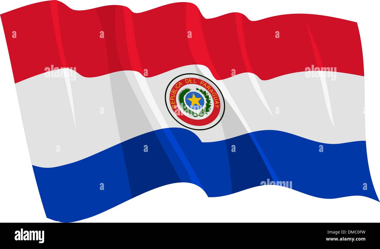 Politischen wehende Flagge Paraguays Stock Vektor