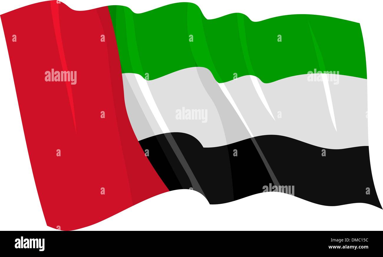 Political wehende Flagge der Vereinigten Arabischen Emirate Stock Vektor