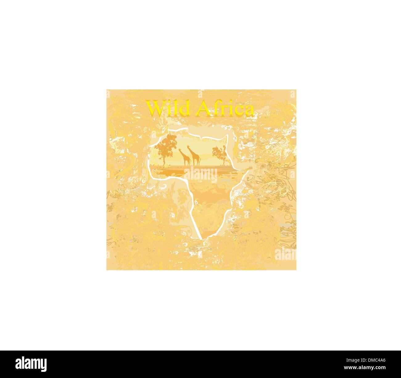 Grunge Hintergrund mit afrikanischen Fauna und flora Stock Vektor