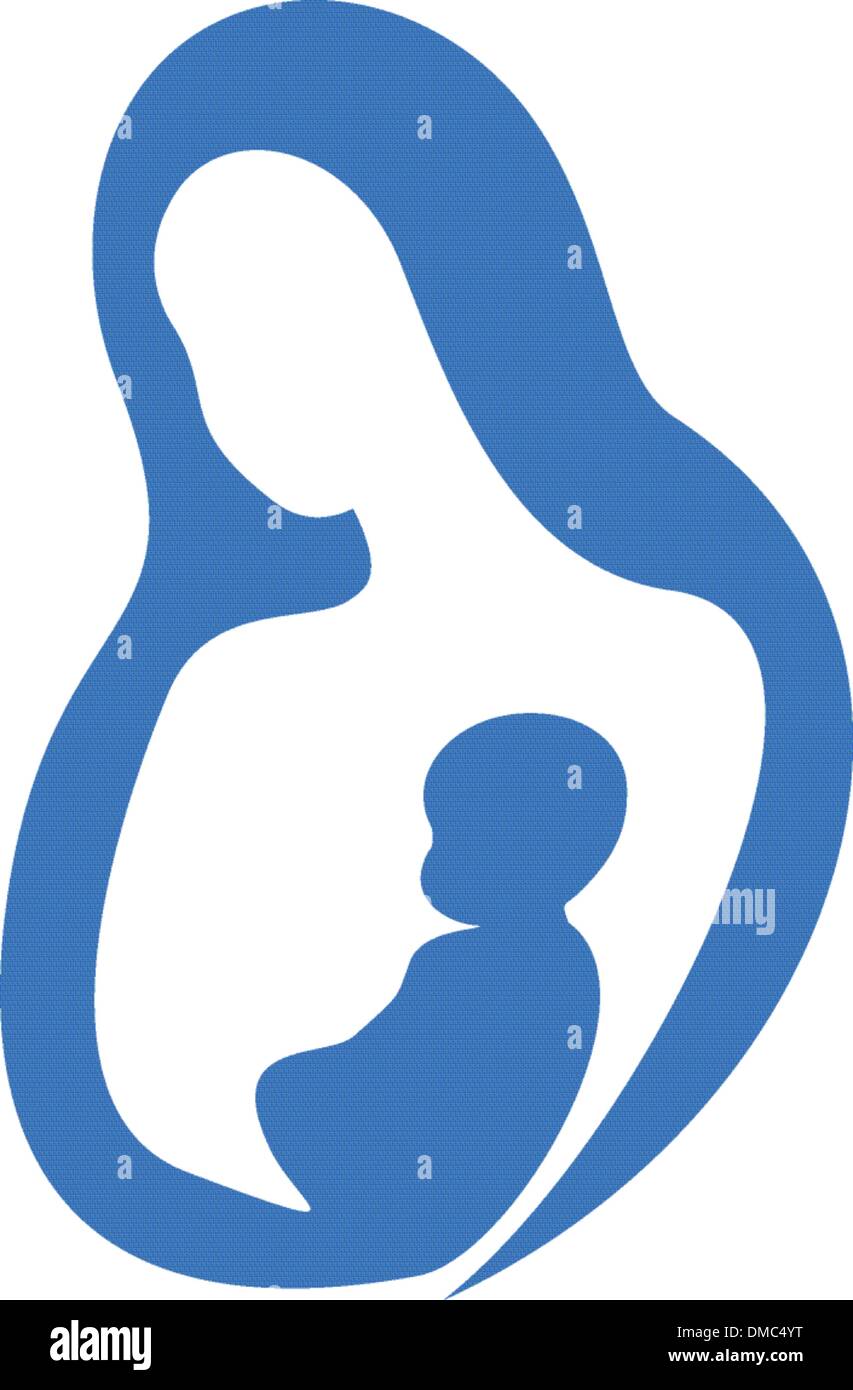 Mutter und Baby Vektor-silhouette Stock Vektor