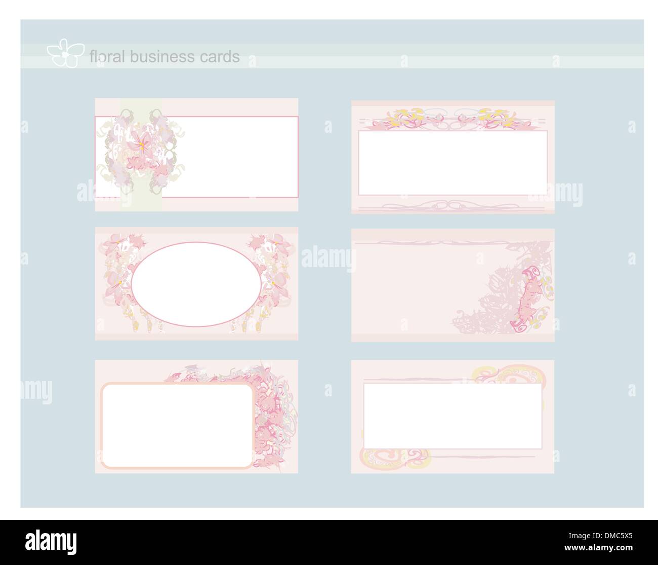 Reihe von verschiedenen Blumen Visitenkarten Stock Vektor