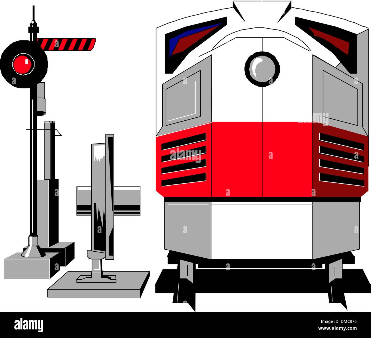 Lokomotive und semaphore Stock Vektor