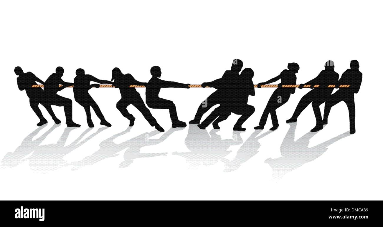 Gemeinsam auf dem Seil ziehen Stock Vektor