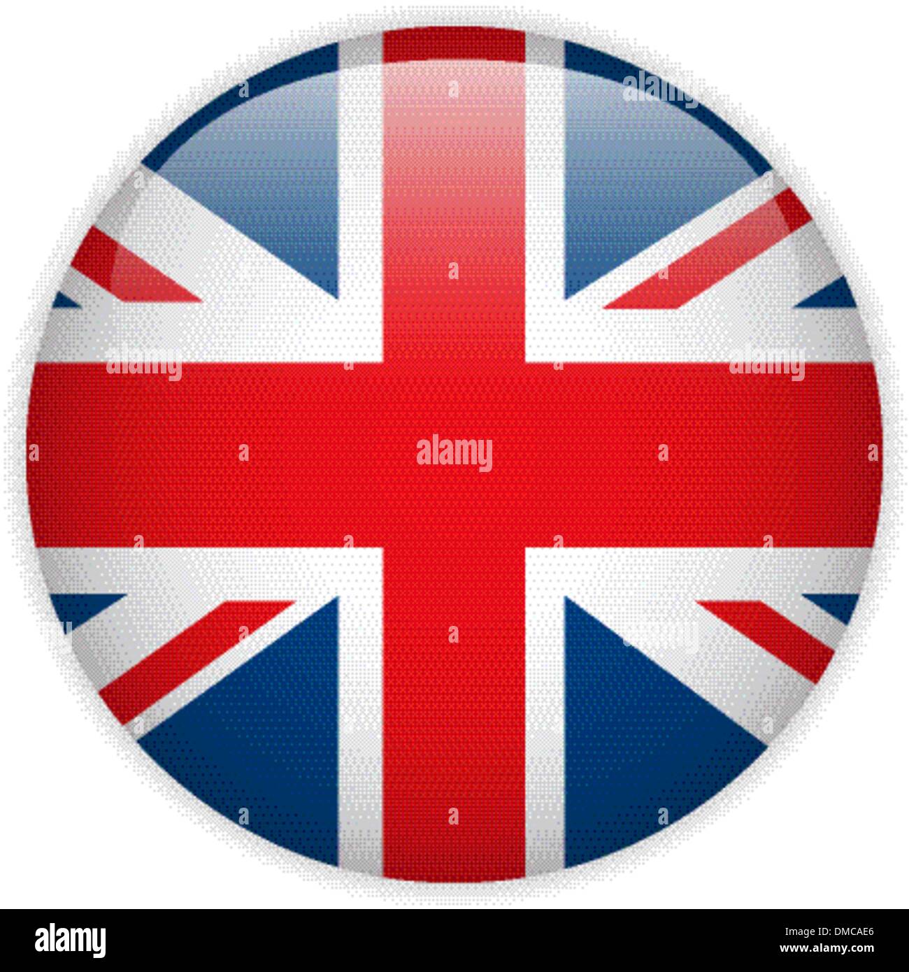 Großbritannien Fahne glänzend Knopf Stock Vektor