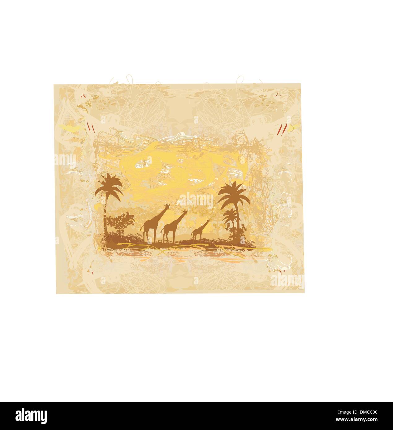 Grunge Hintergrund mit afrikanischen Fauna und flora Stock Vektor