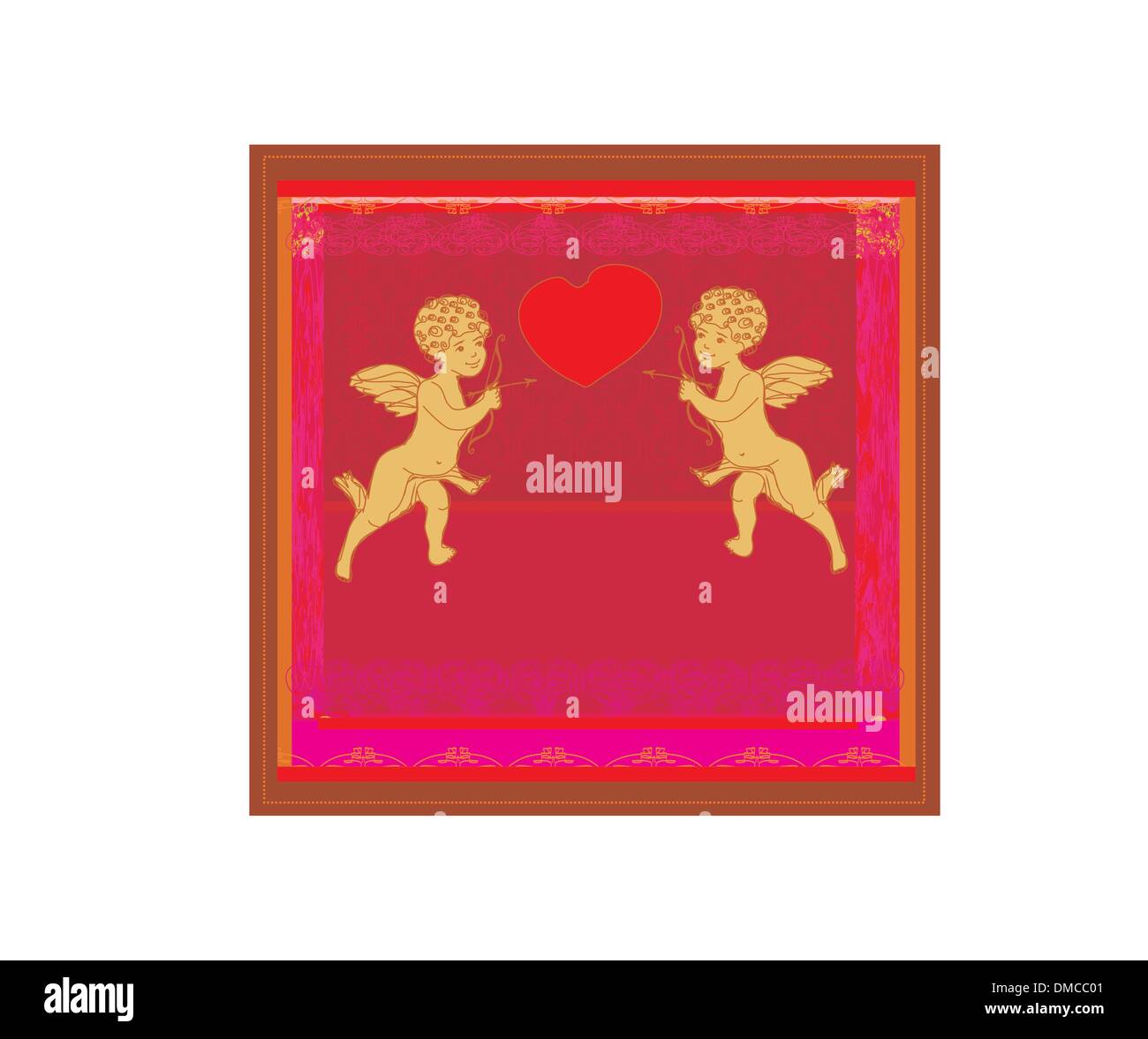 Happy Valentinstag-Karte mit Amor Stock Vektor