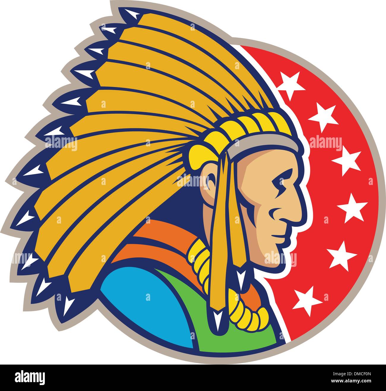 Native American Indian Kopfbedeckungen Seite Stock Vektor