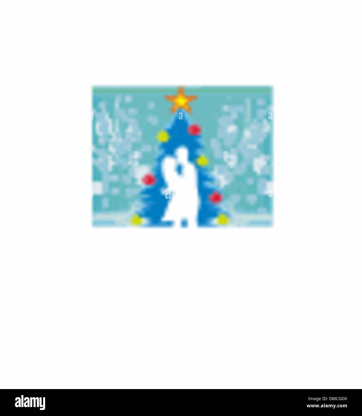 Paar küssen durch einen Weihnachtsbaum Stock Vektor