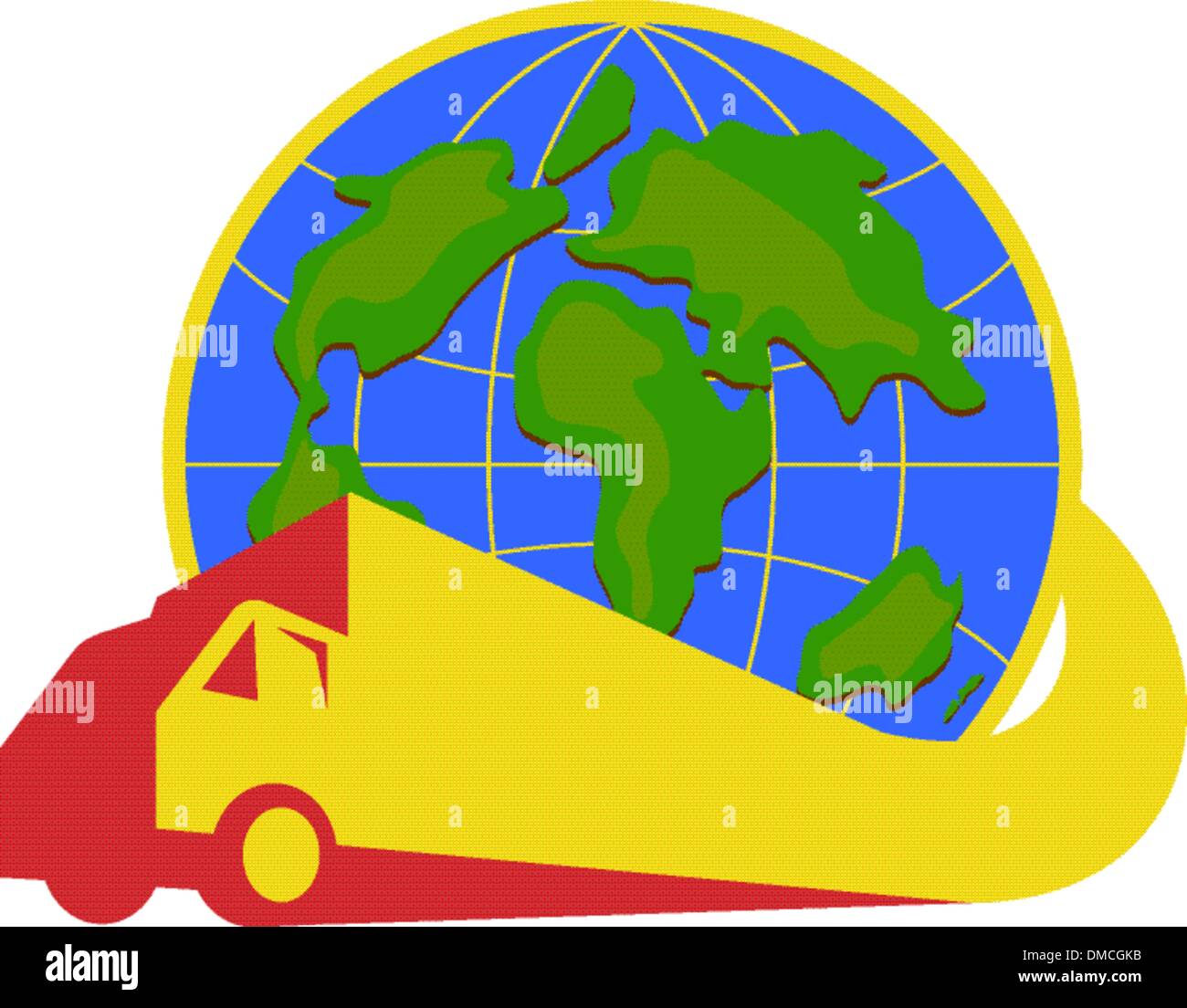 Lieferung LKW LKW Globus Retro Stock Vektor
