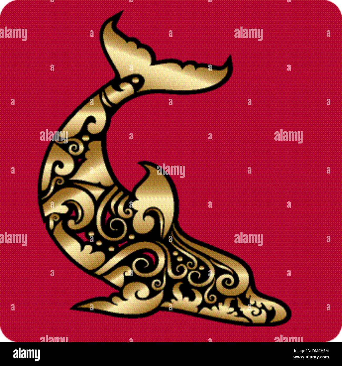 Golden Dolphin ornament Stock Vektor