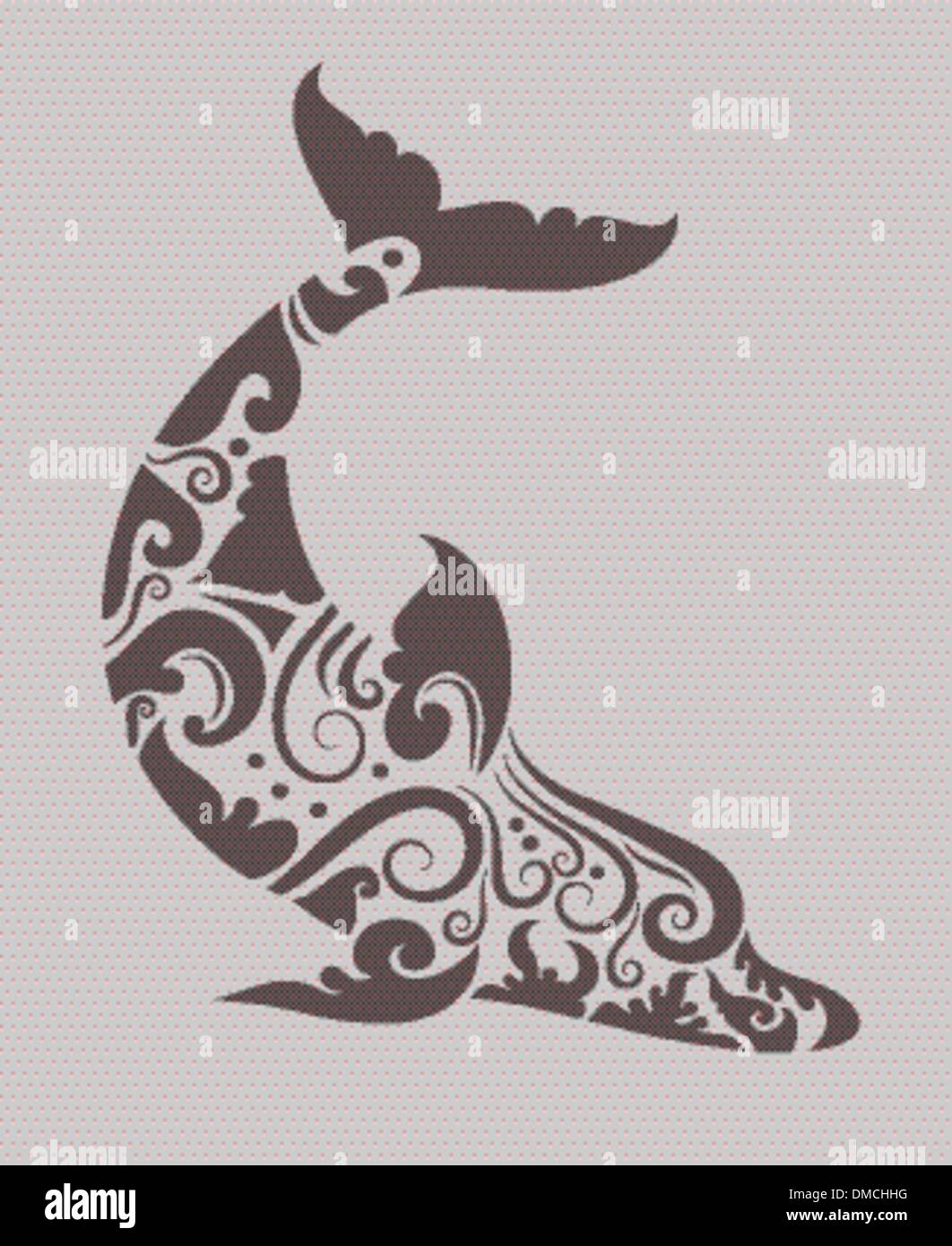 Dolphin Ornament Vektor Stock Vektor