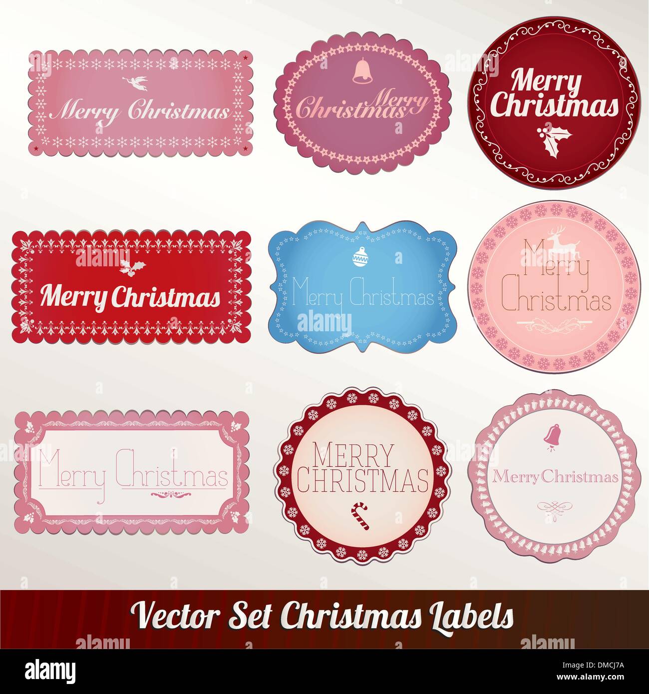 Sammlung Von Vintage Retro Weihnachten Etiketten Stock Vektorgrafik Alamy