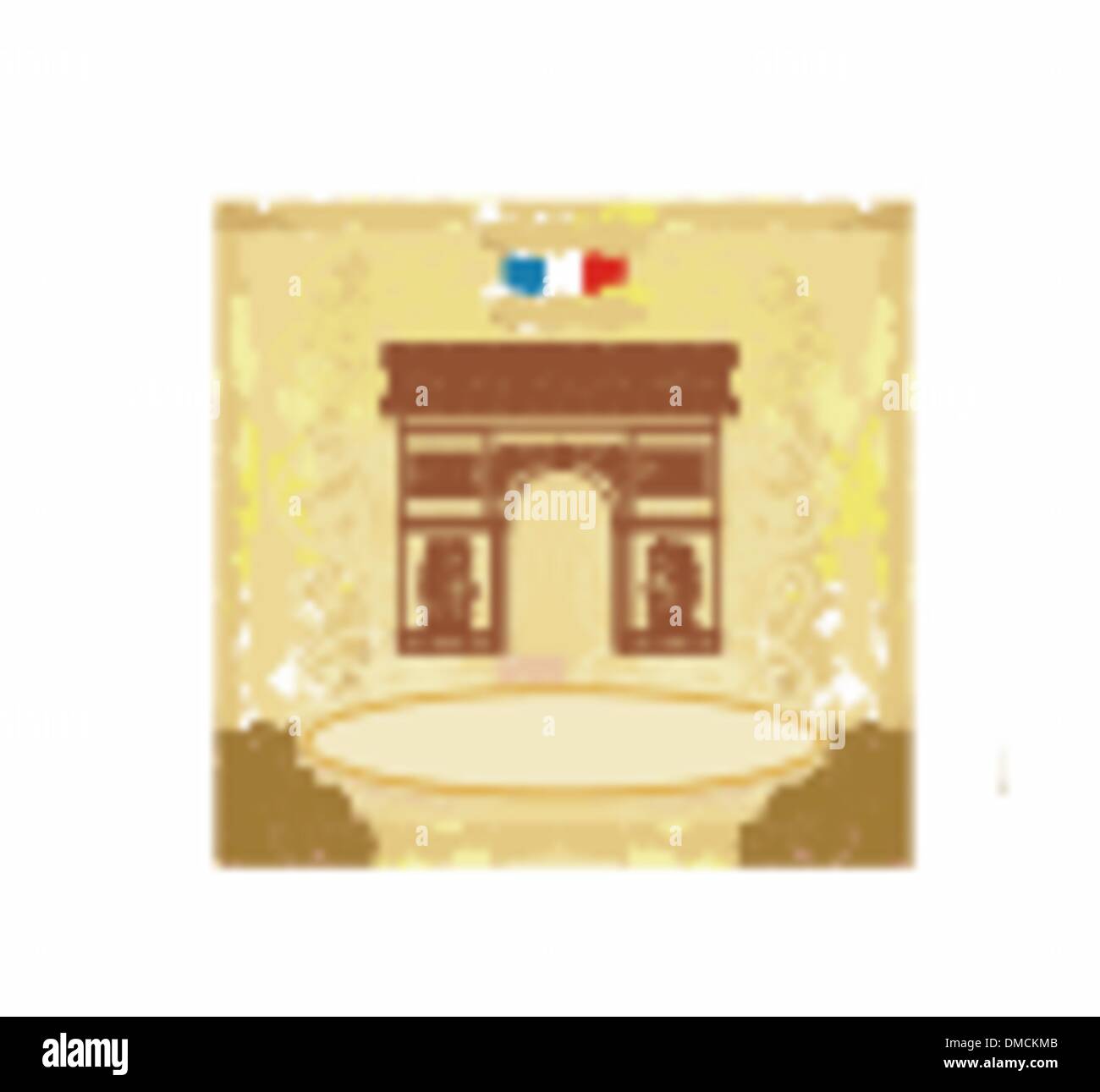 Handgezeichnete Vektor-Illustration von Paris Triumph Bogen - Grunge Ba Stock Vektor