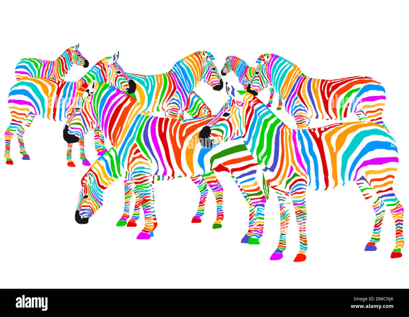 Bunte Zebras Stock Vektor