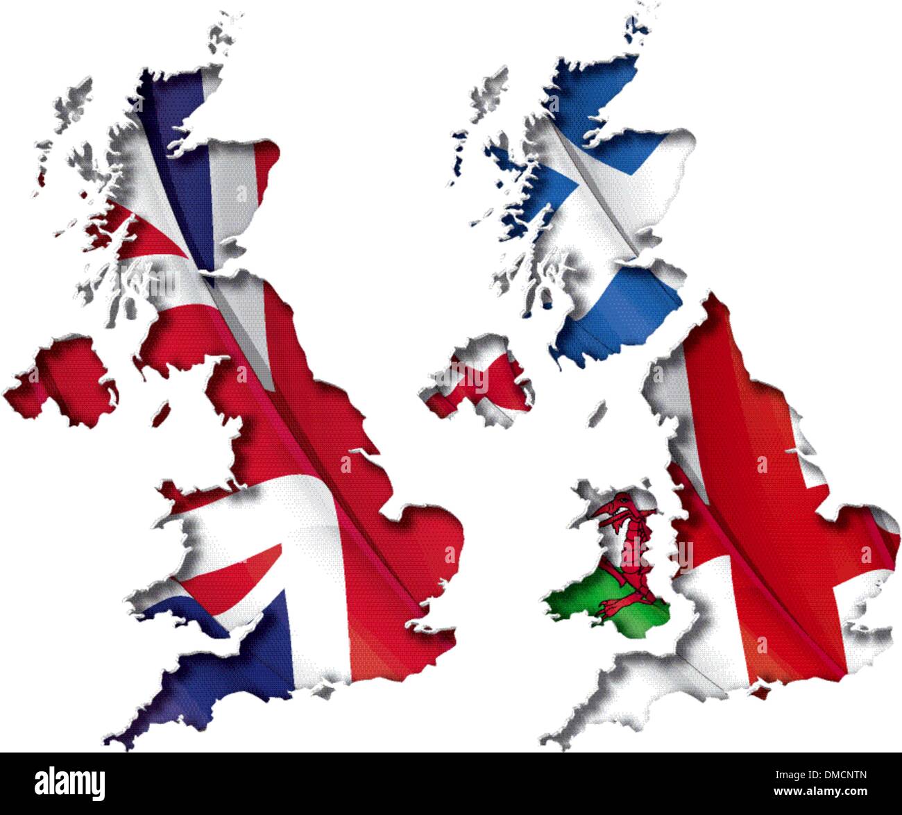 Britische Flagge-Karte Schatten nach innen Stock Vektor