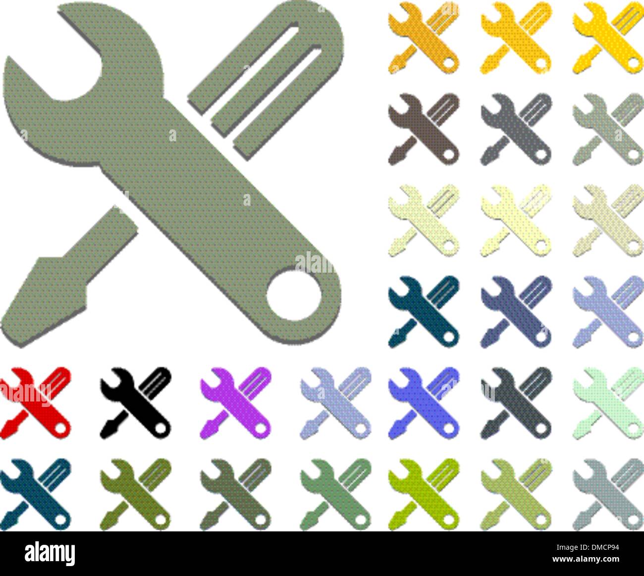 Handwerkszeug des Symbol Schraubenschlüssel und Schraubendreher Stock Vektor