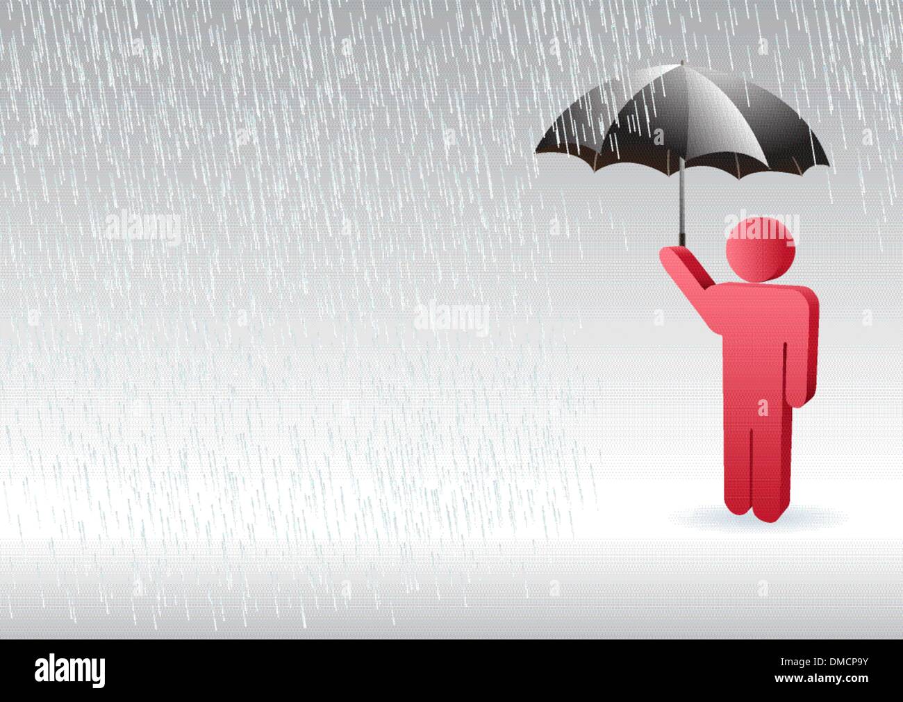 Ein Zeichen Des Menschen Stehen Im Regen Mit Einem Regenschirm In T Stock Vektorgrafik Alamy