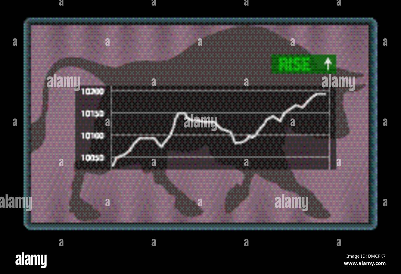 Aktienkurs an der Börse mit grünen Aufstieg Indikator Stock Vektor