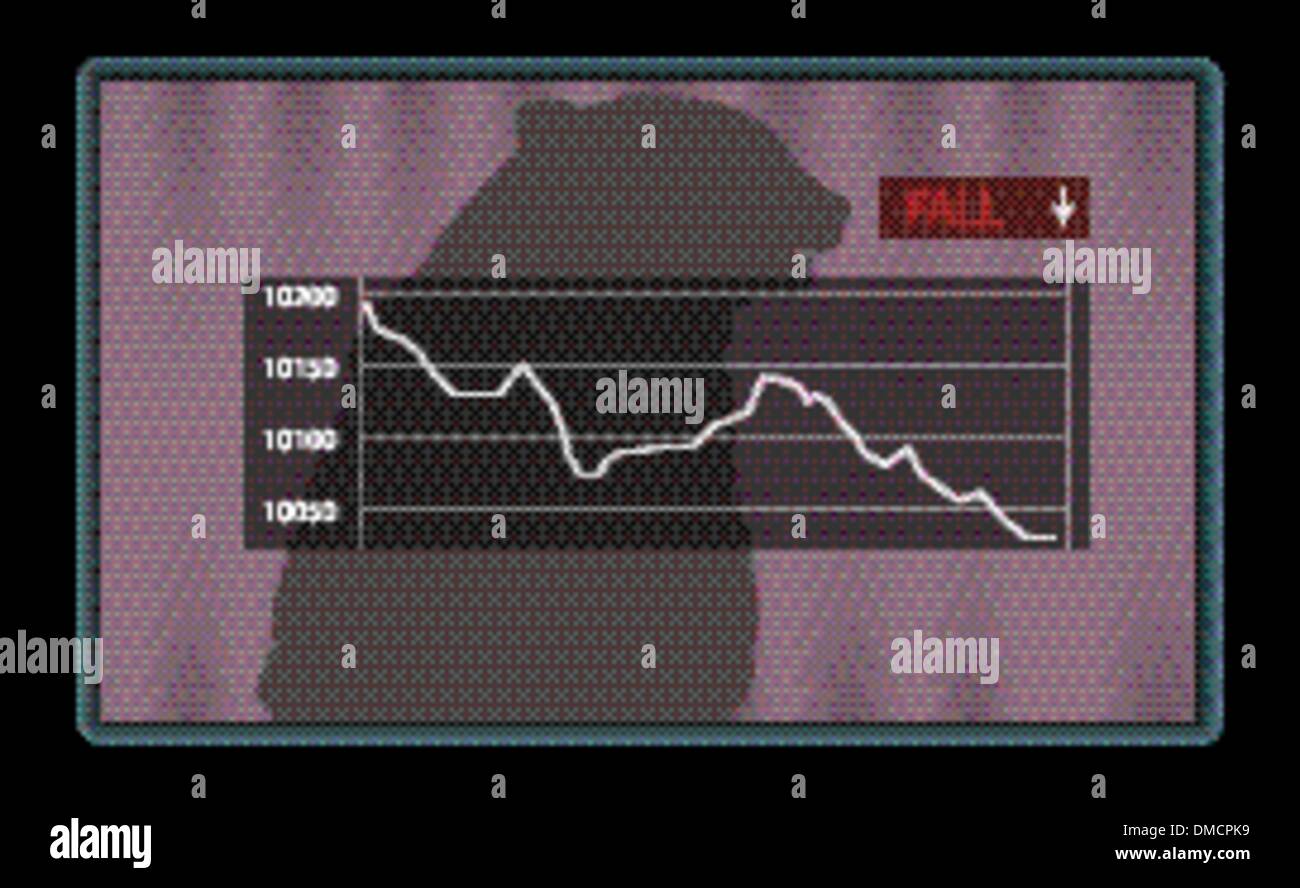 Aktien-Chart mit roter Herbst-Anzeige Stock Vektor