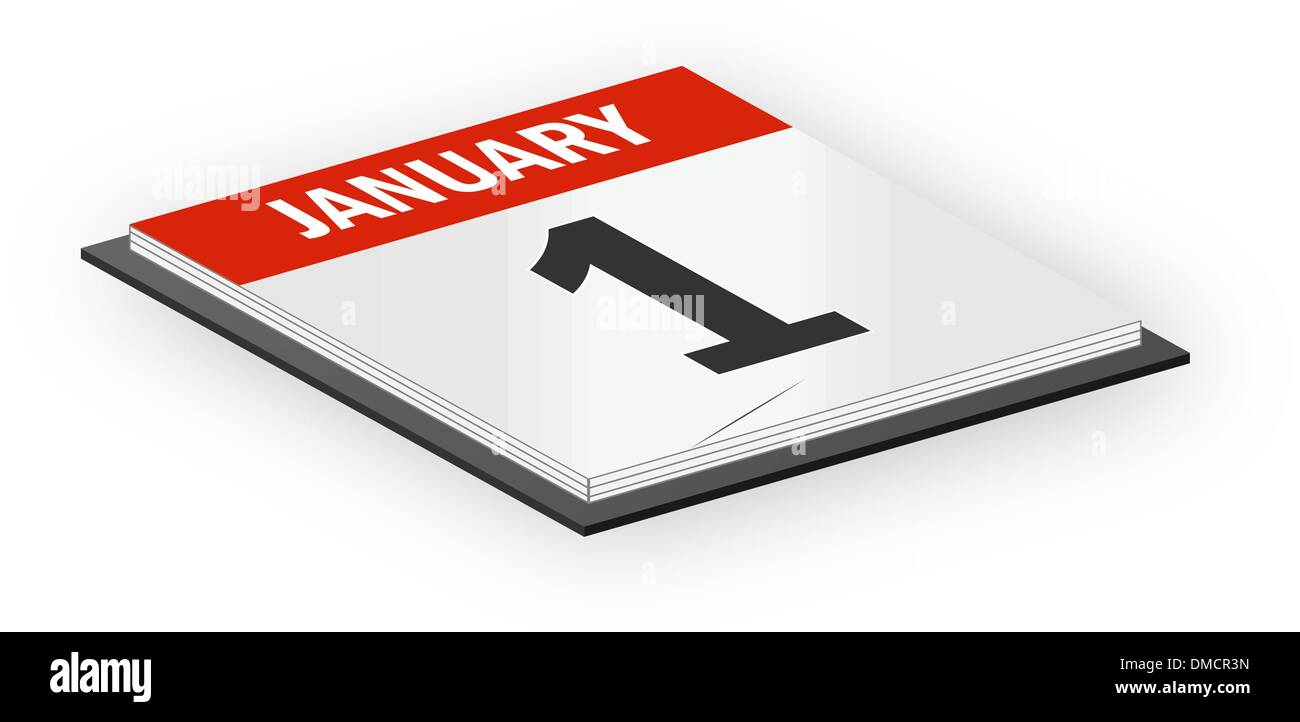 3D Vektor Kalender am 1. Dezember erste Tag des Jahres Stock Vektor