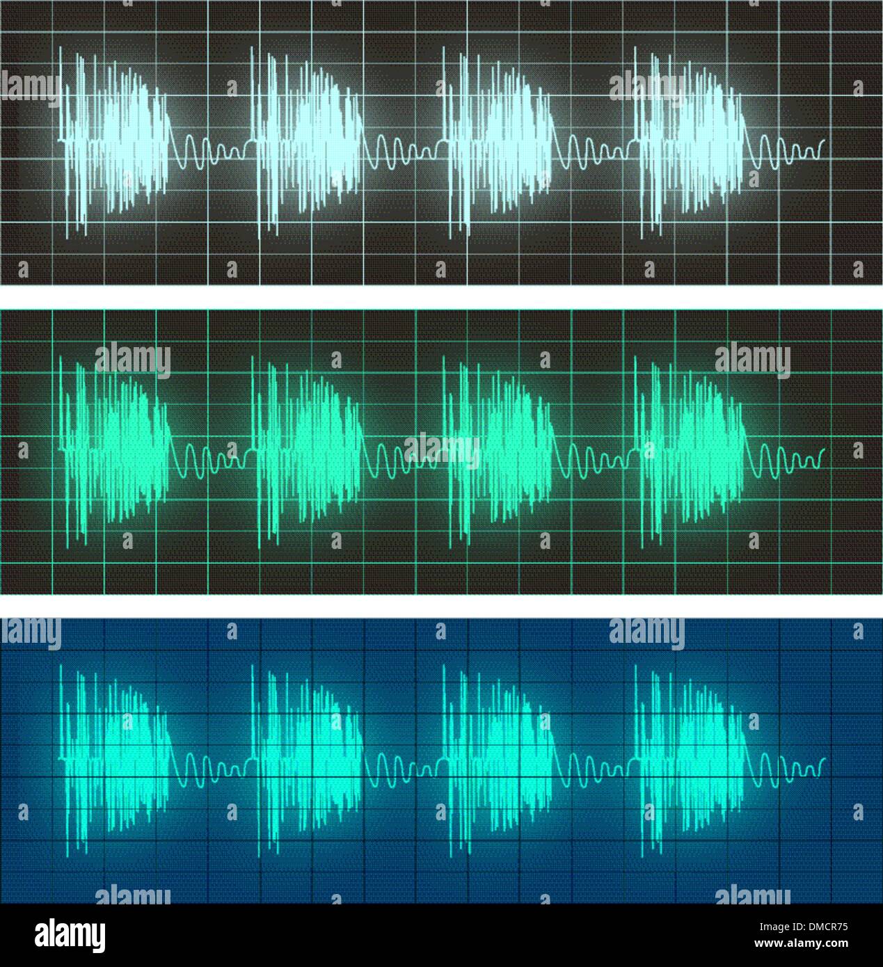 Waveform-Anzeige von elektrischen Signalen Stock Vektor