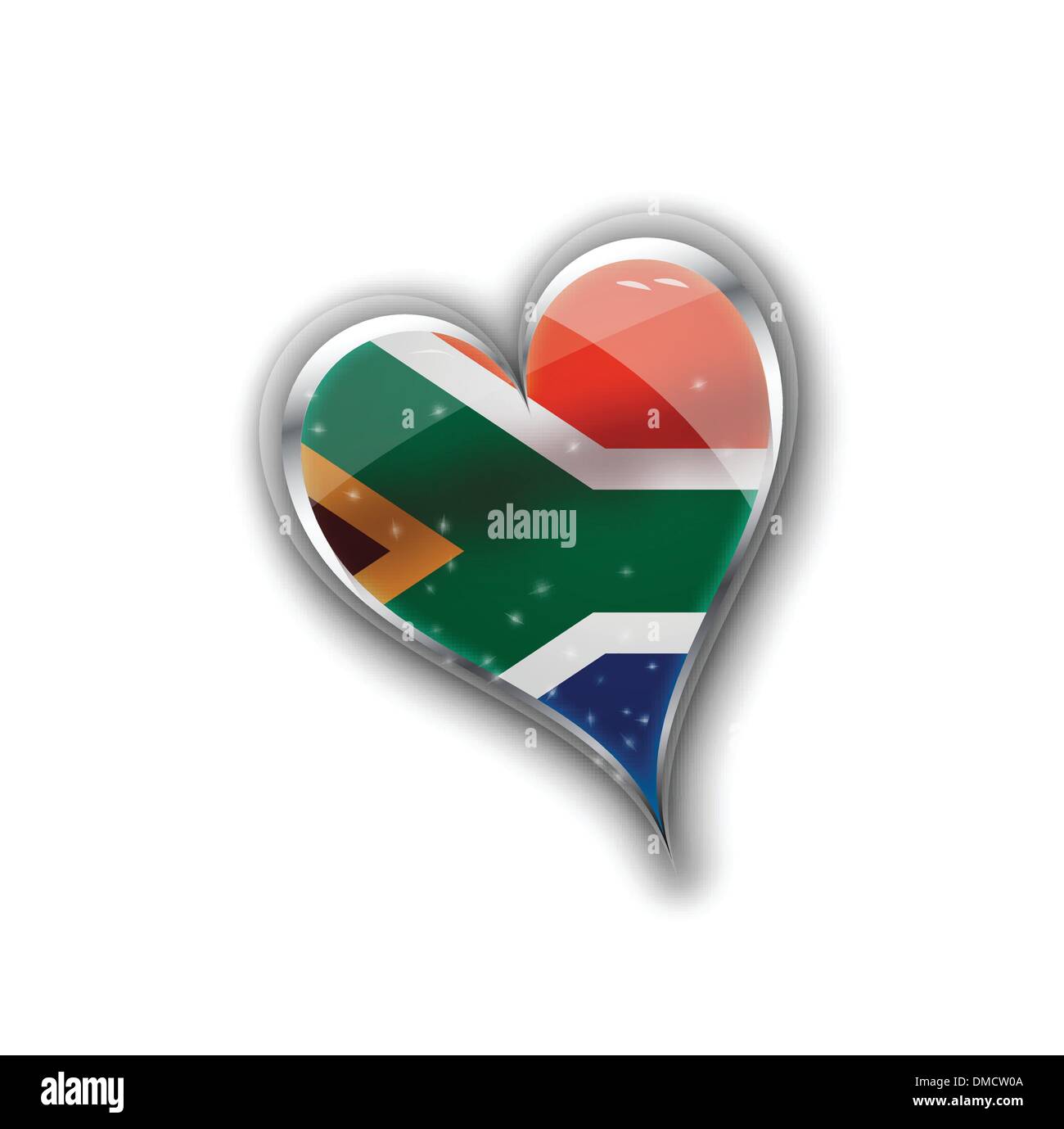 Nationalflagge der Republik Südafrika in Herzform mit zusätzlichen det Stock Vektor
