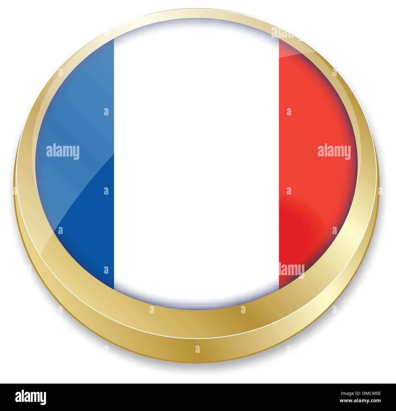 Flagge von Frankreich in Button-Form Stock Vektor