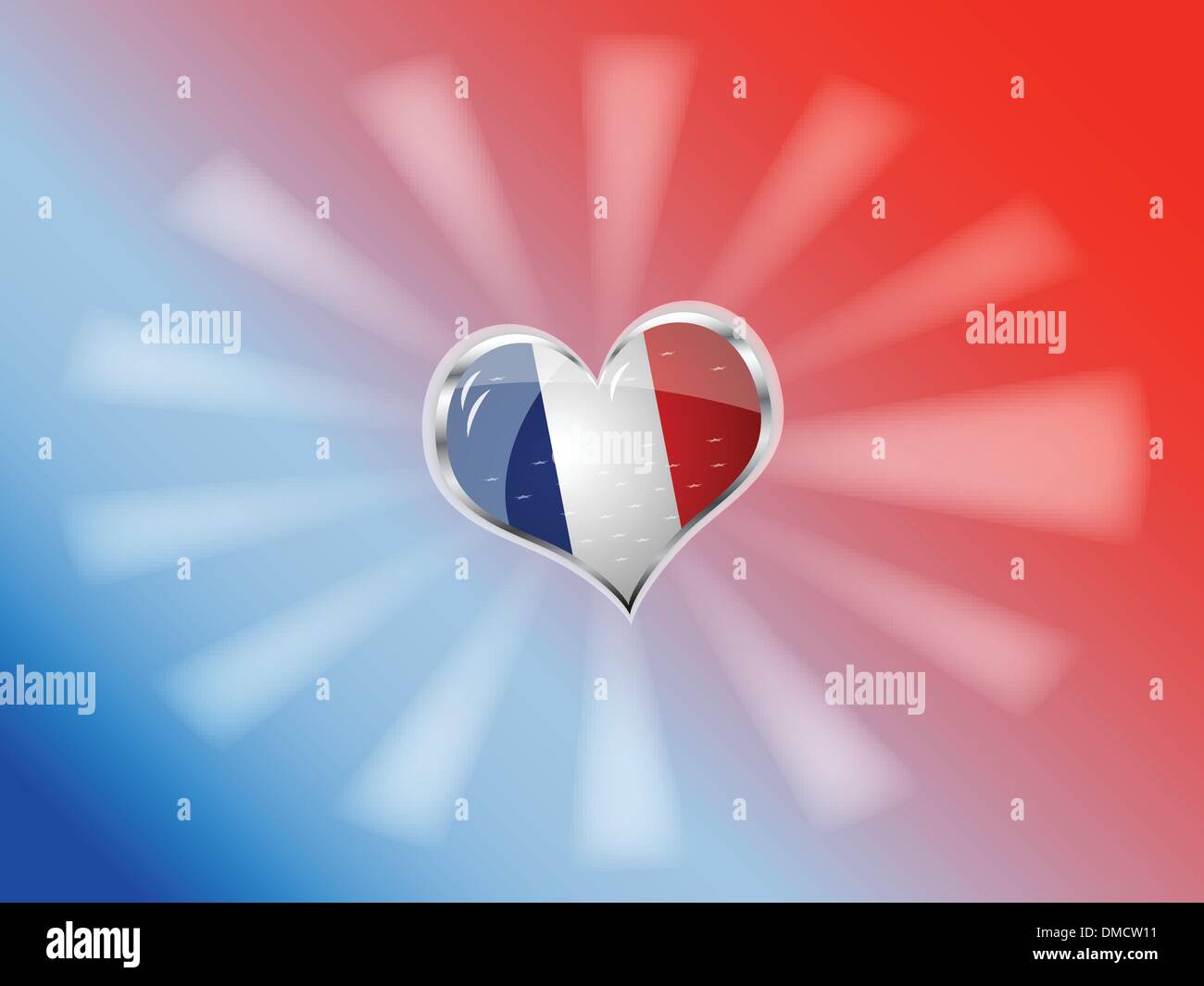 Flagge von Frankreich in Herzform Stock Vektor