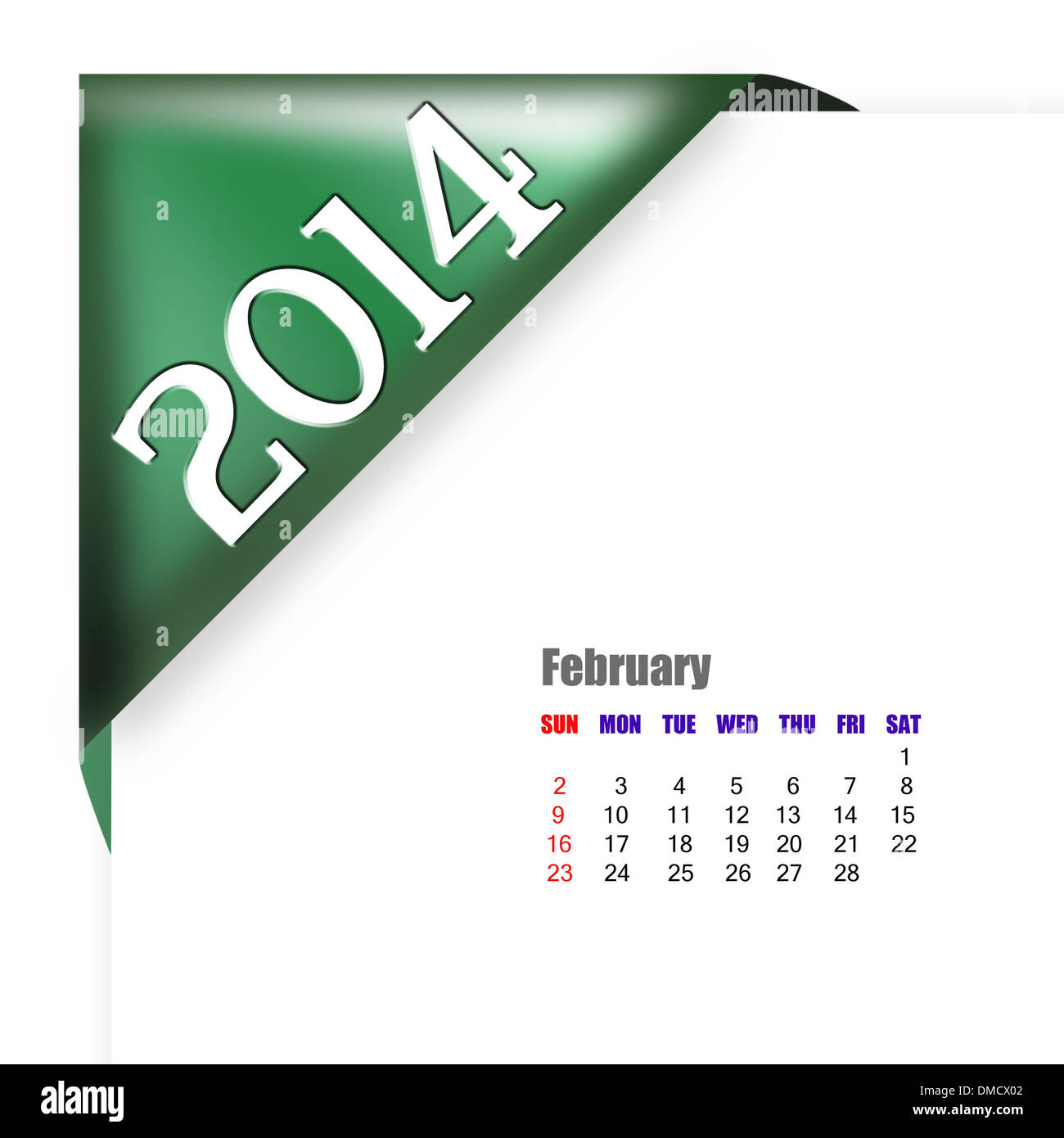 Kalender Februar 2014 Stockfoto