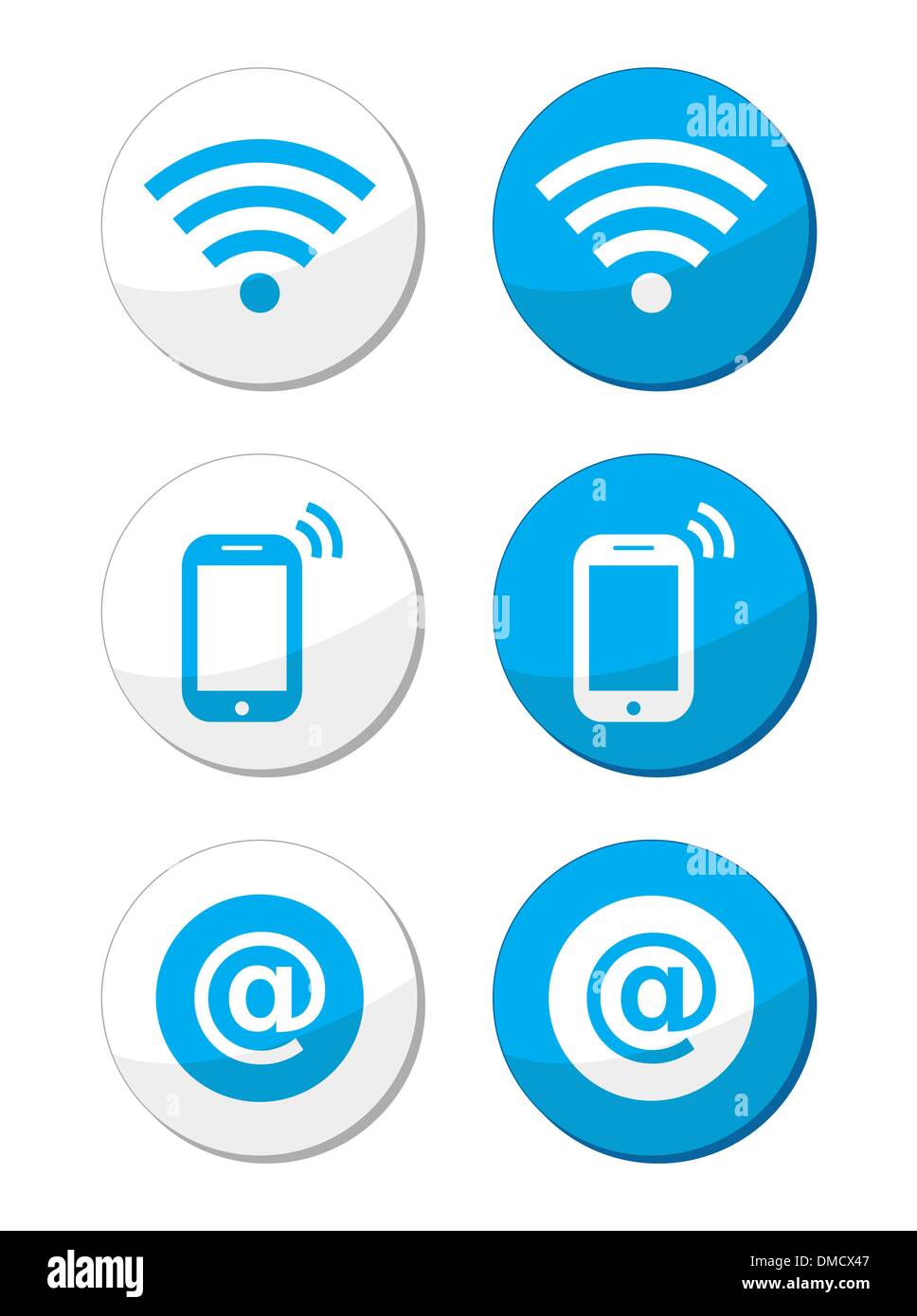 WiFi-Netzwerk, Internet Zone blaue Aufkleber Set - Vektor Stock Vektor