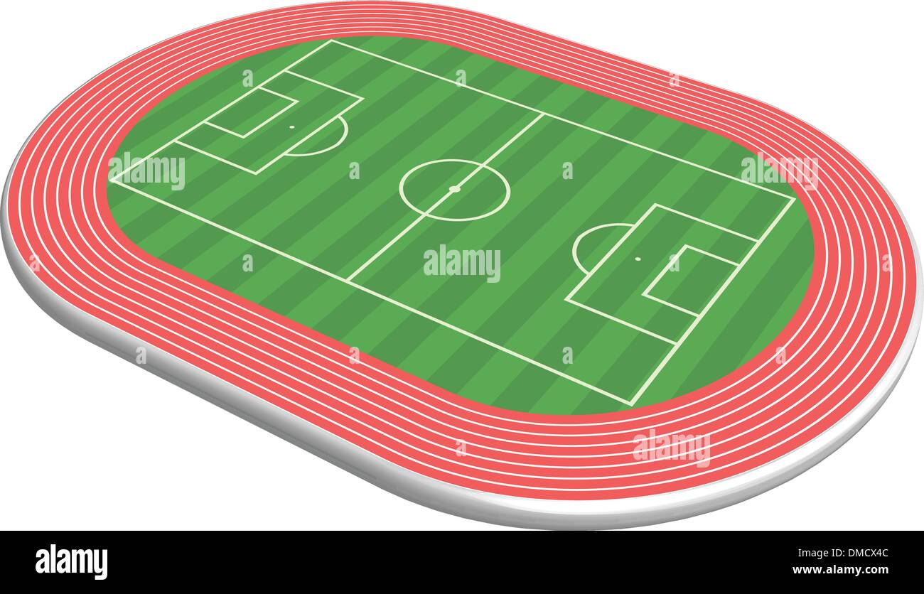 3 dimensionale Fußballplatz Feld Stock Vektor