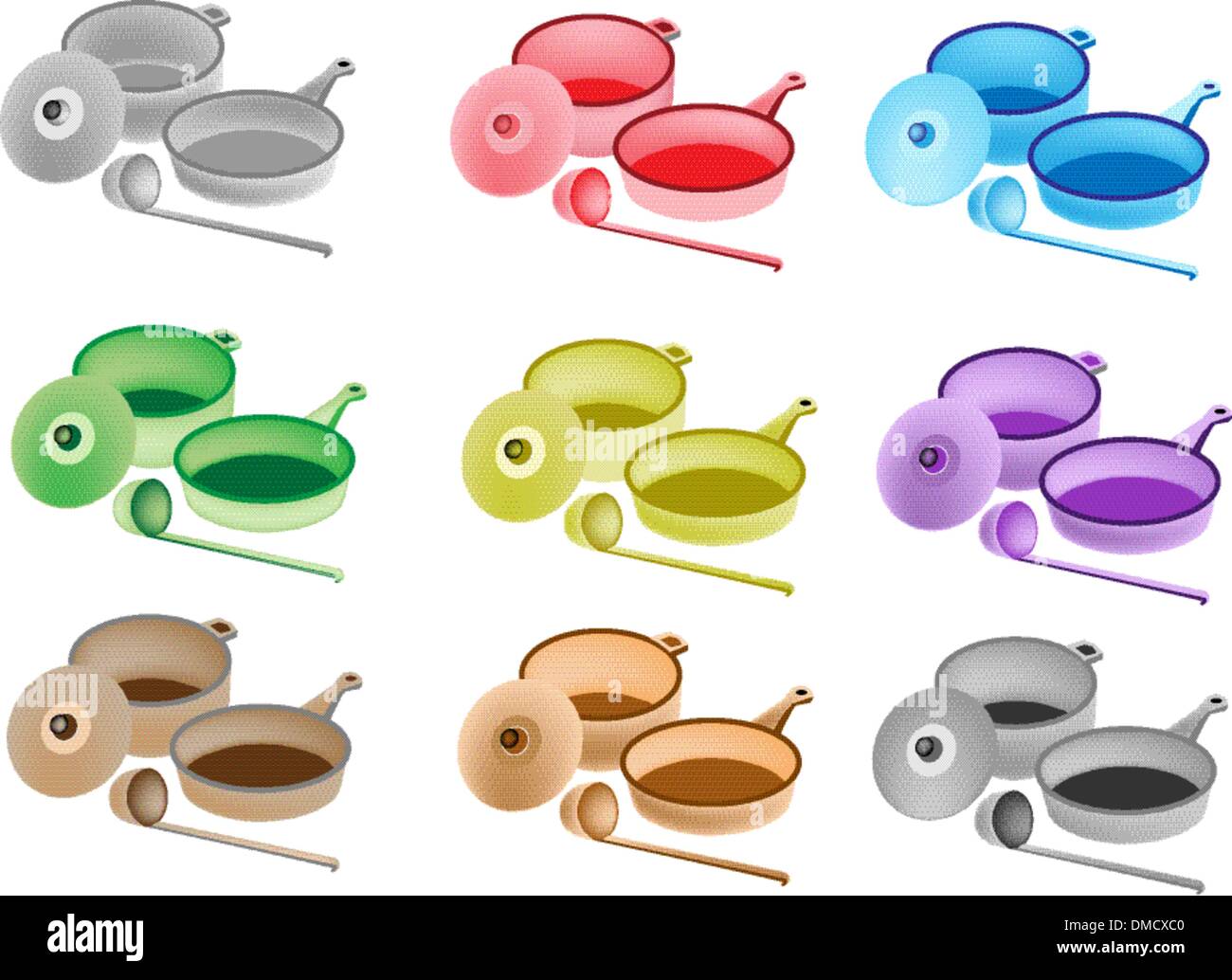 Bunte Illustration Set Küche Utensil Icons Stock Vektor