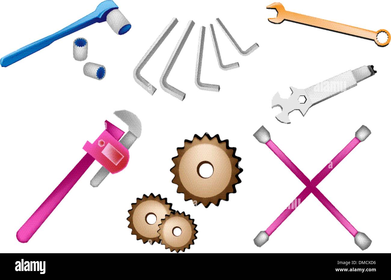 Eine Reihe von Auto-Reparatur-Tools-Kits Stock Vektor