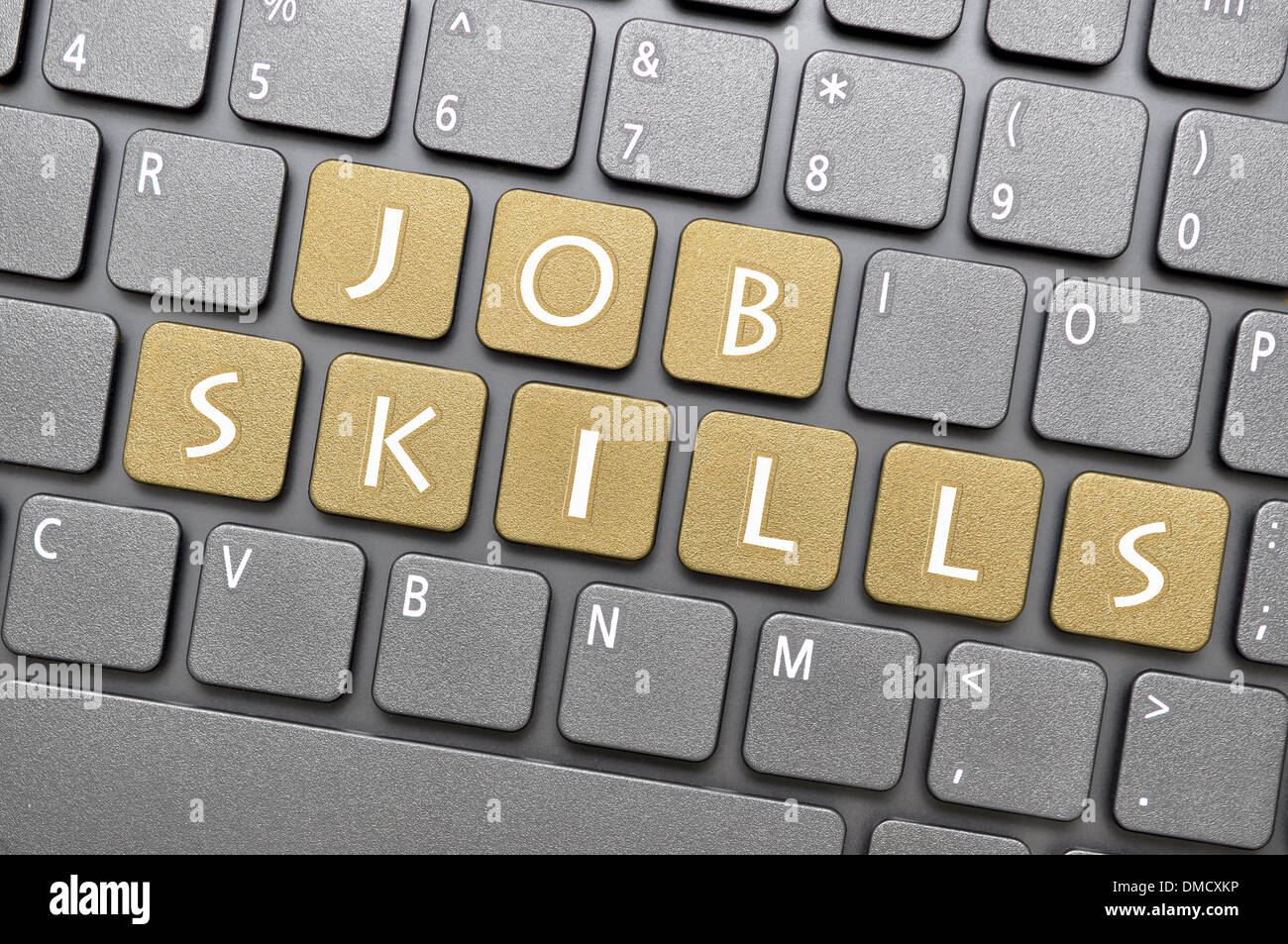 Job-Fähigkeiten auf Tastatur Stockfoto