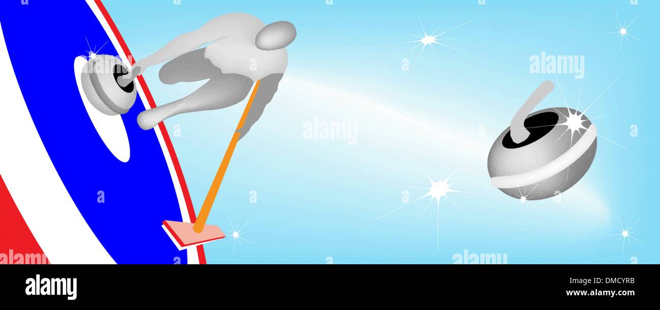 Sportler spielen Curling-Sport auf Eis Stock Vektor
