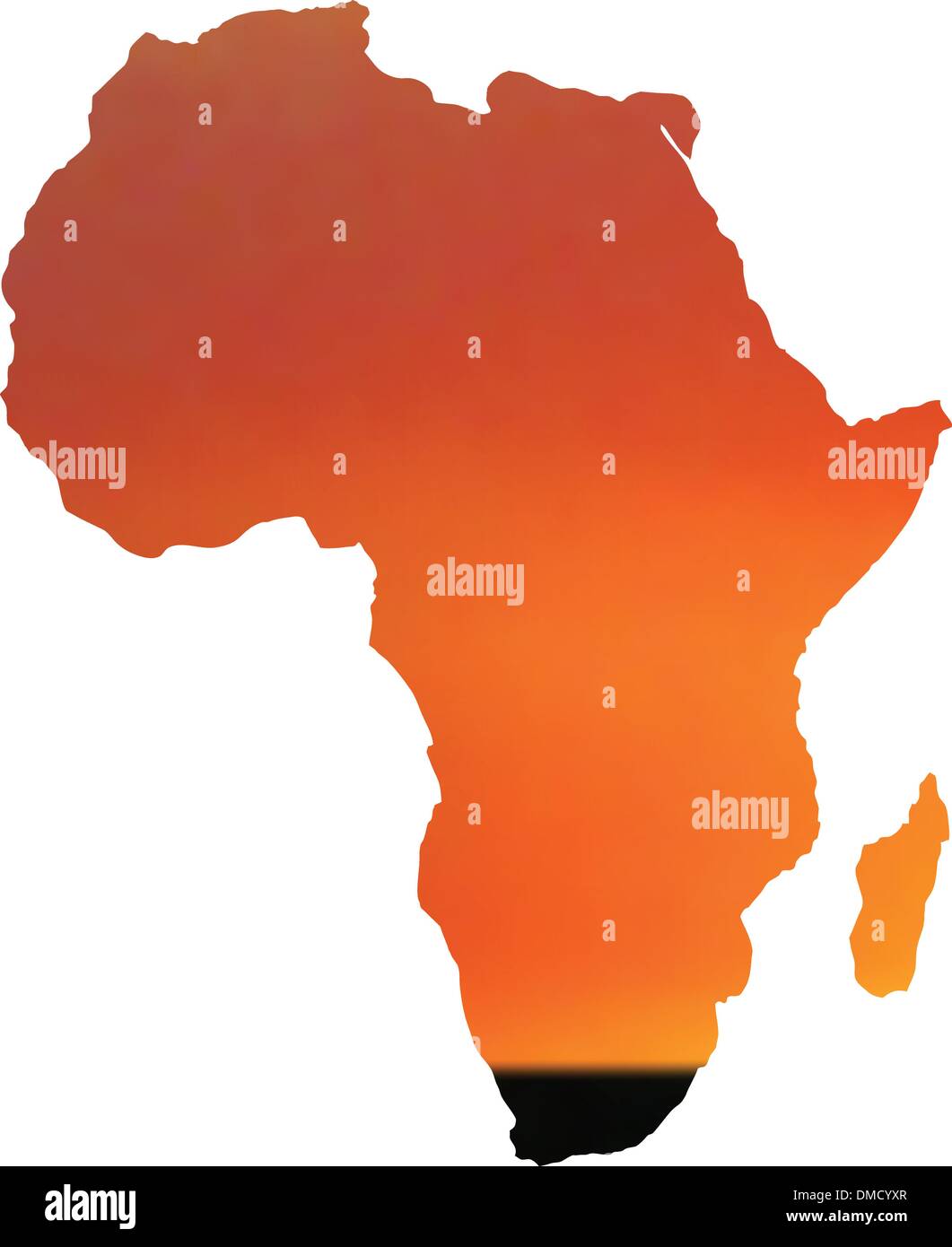 Abbildung der Karte von Afrika im Sonnenuntergang Stock Vektor