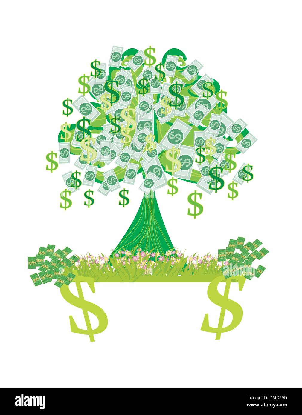 Geld wächst auf Bäumen - abstrakten Karte Stock Vektor