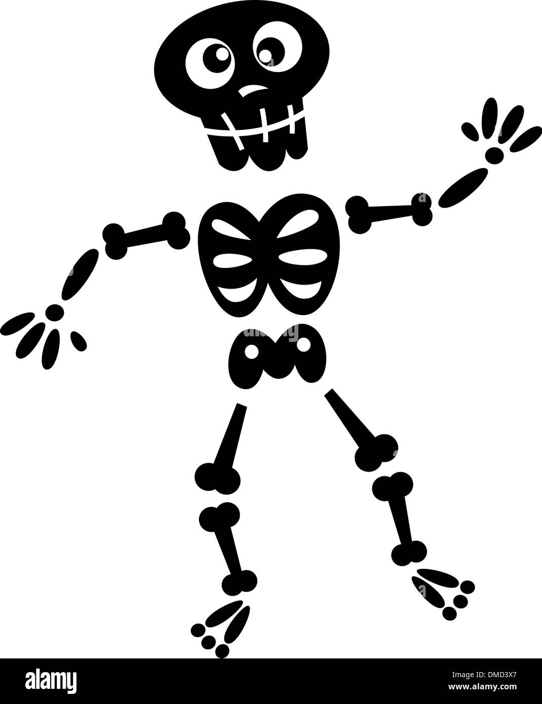 Schwarze Skelett Silhouette isoliert auf weiss Stock Vektor