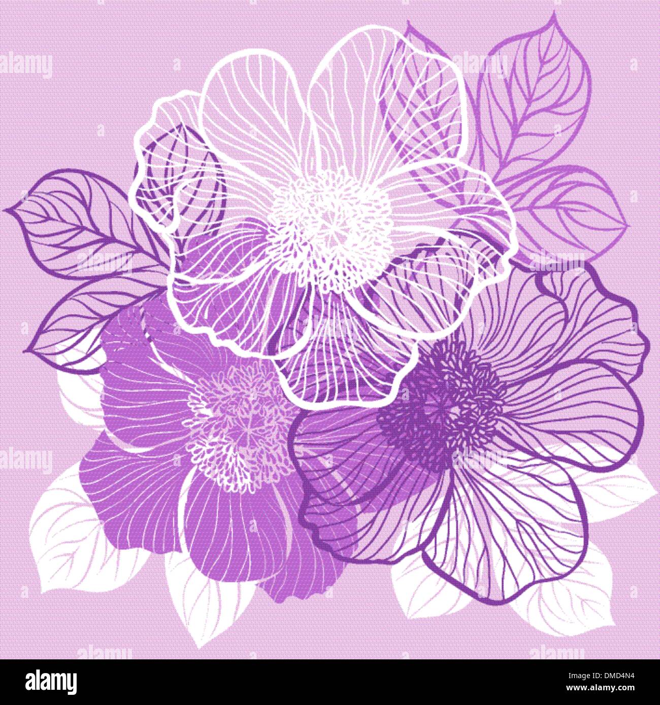 Blumenkarte mit Blüten der Pfingstrose Stock Vektor