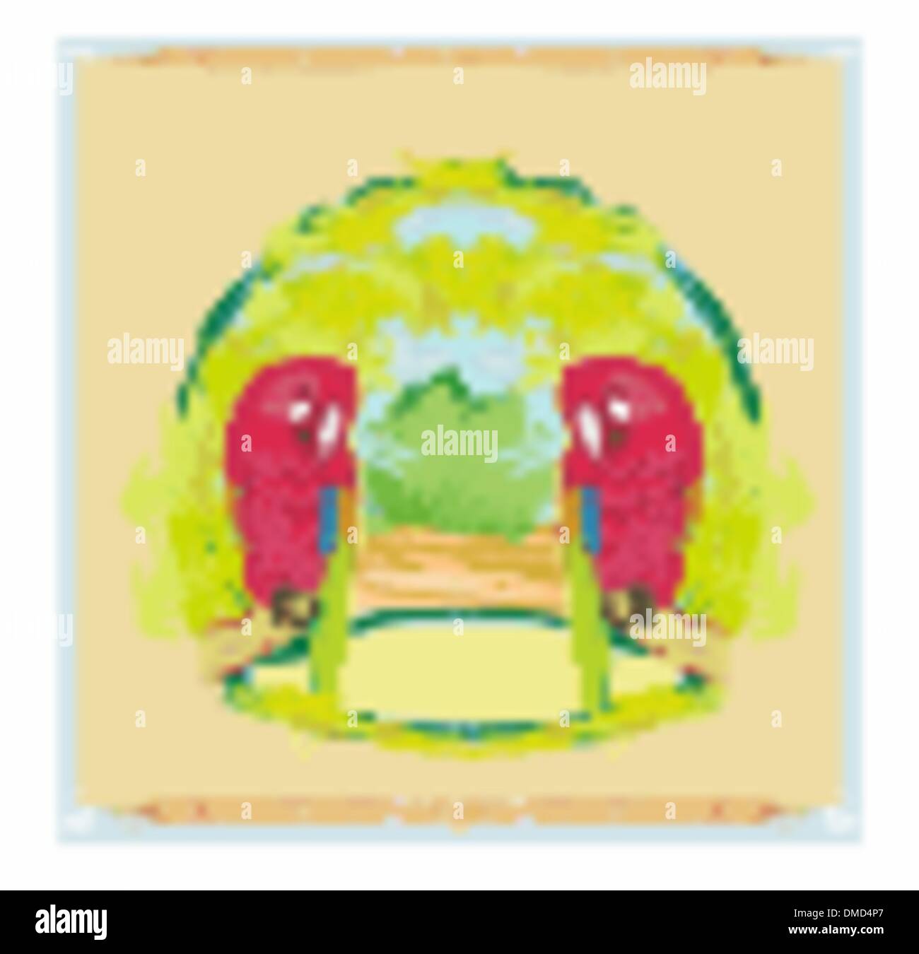 Bunte Papagei Vogel sitzt auf dem Hochsitz - abstrakte tropischen f Stock Vektor