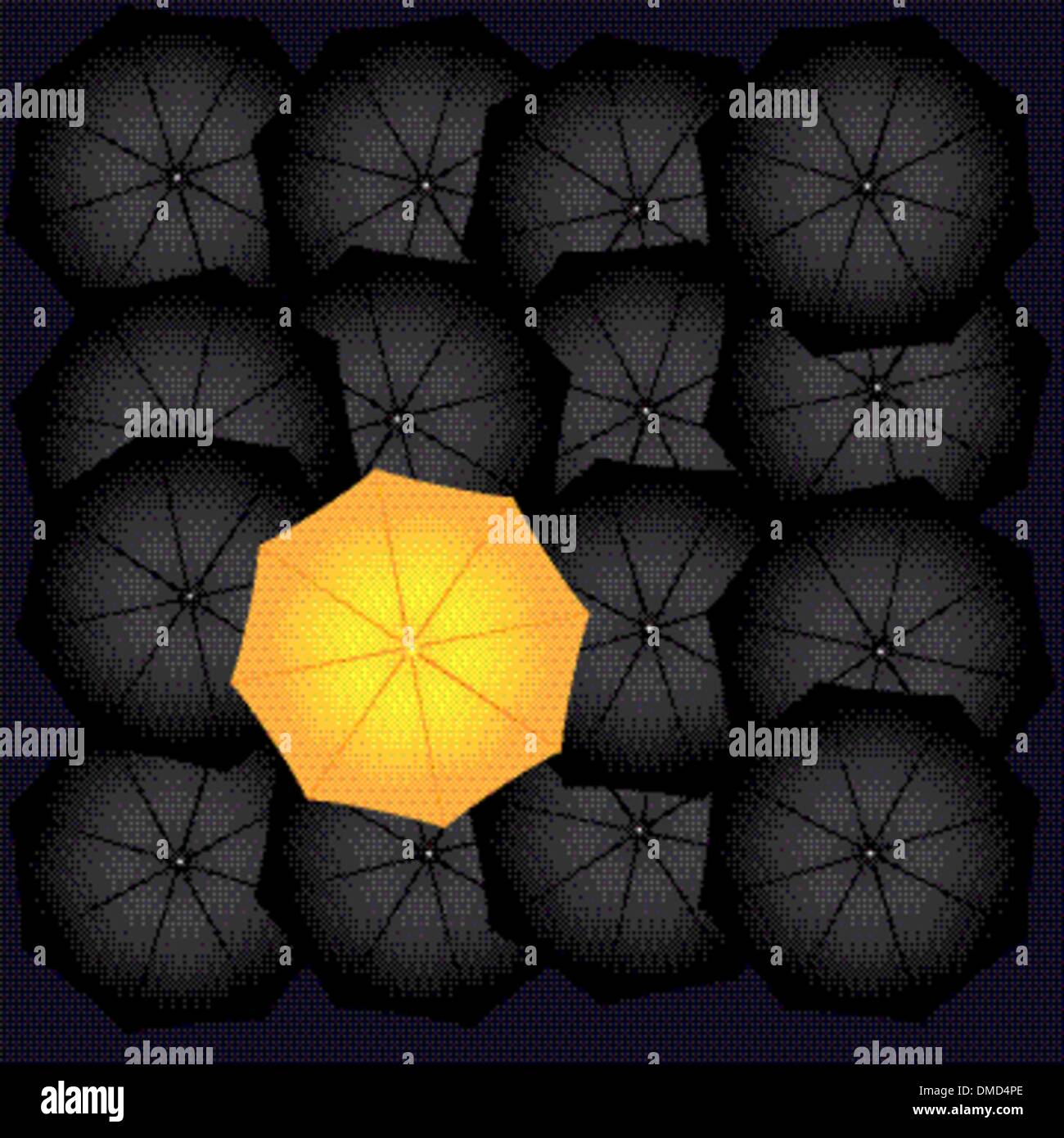 Schwarz-gelben Regenschirm Stock Vektor