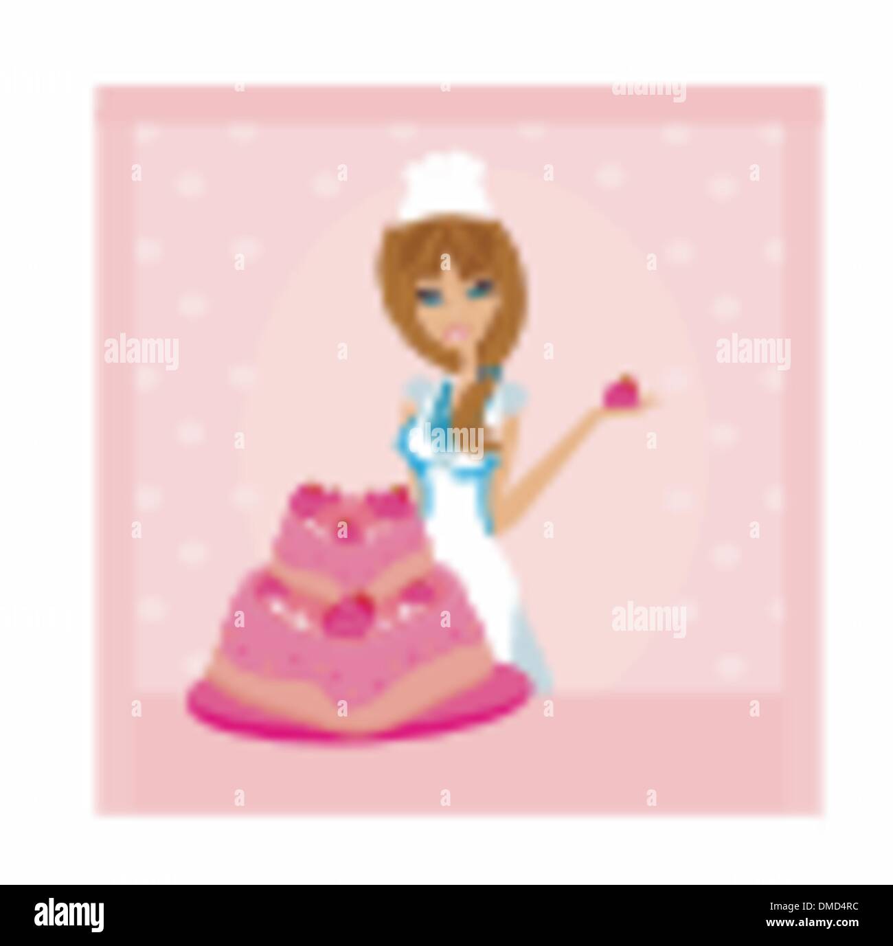 Einen Kuchen zu backen. Abbildung von Lady Baker macht einen Kuchen Stock Vektor