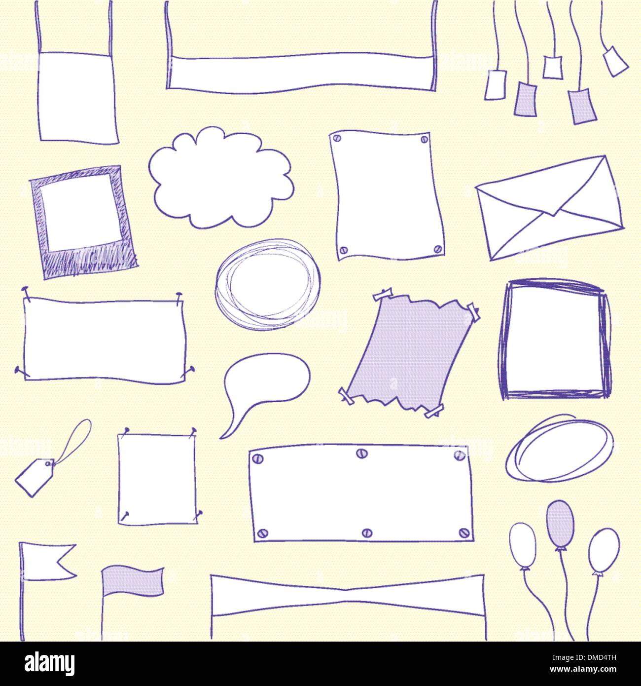 Doodle-Banner und Bilder mit Textfreiraum Stock Vektor