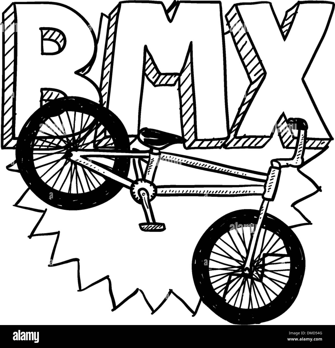 BMX Fahrrad Skizze Stock Vektor