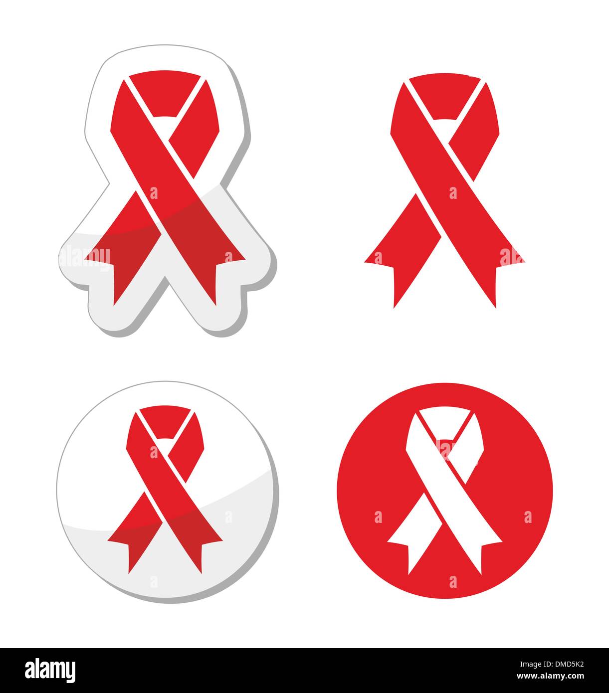 Rotes Band - AIDS, HIV, Herz-Kreislauferkrankungen, Schlaganfall Schlüsse Zeichen Stock Vektor