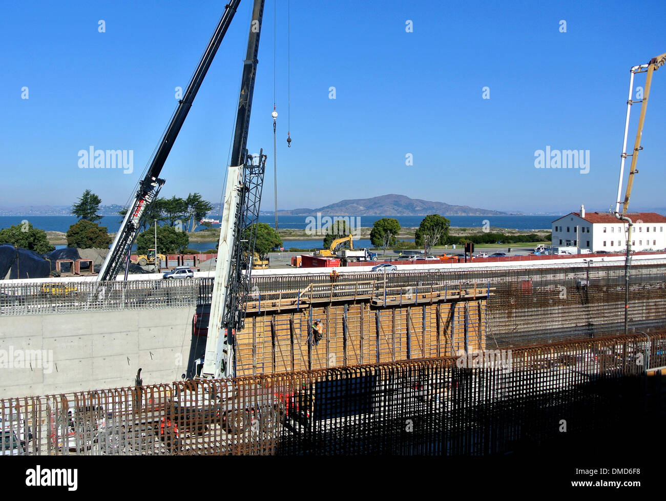 Blick auf die Baustelle des Presidio Parkway in San Francisco Stockfoto
