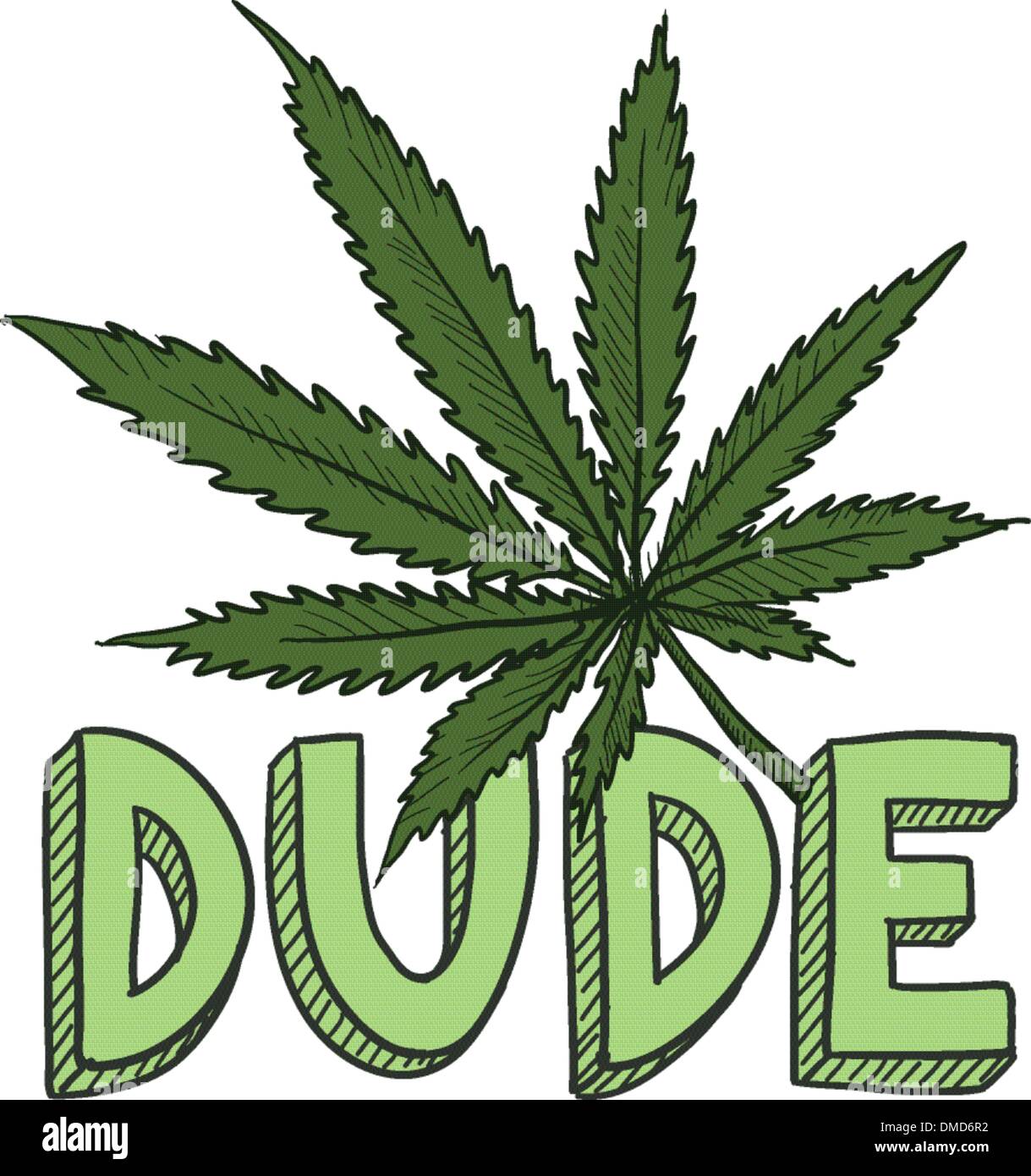 Dude-Marihuana-Skizze Stock Vektor