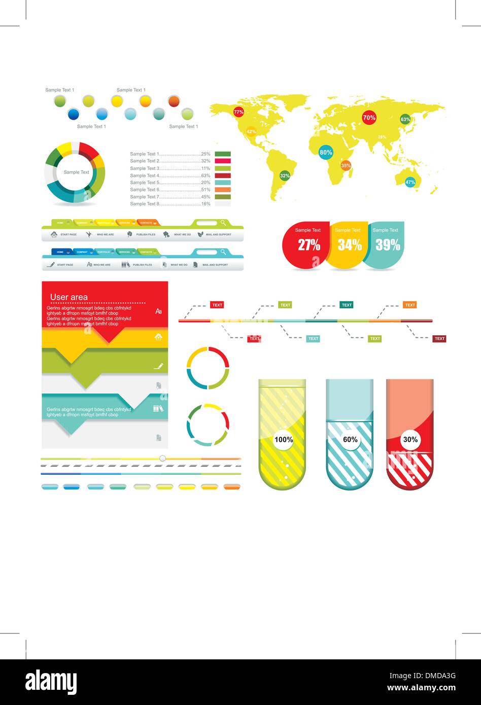 Weltkarte und Informationsgrafiken Stock Vektor