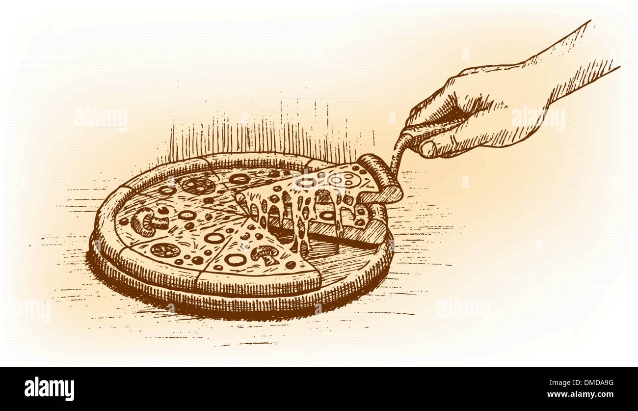 Pizza von hand gezeichnet Stock Vektor