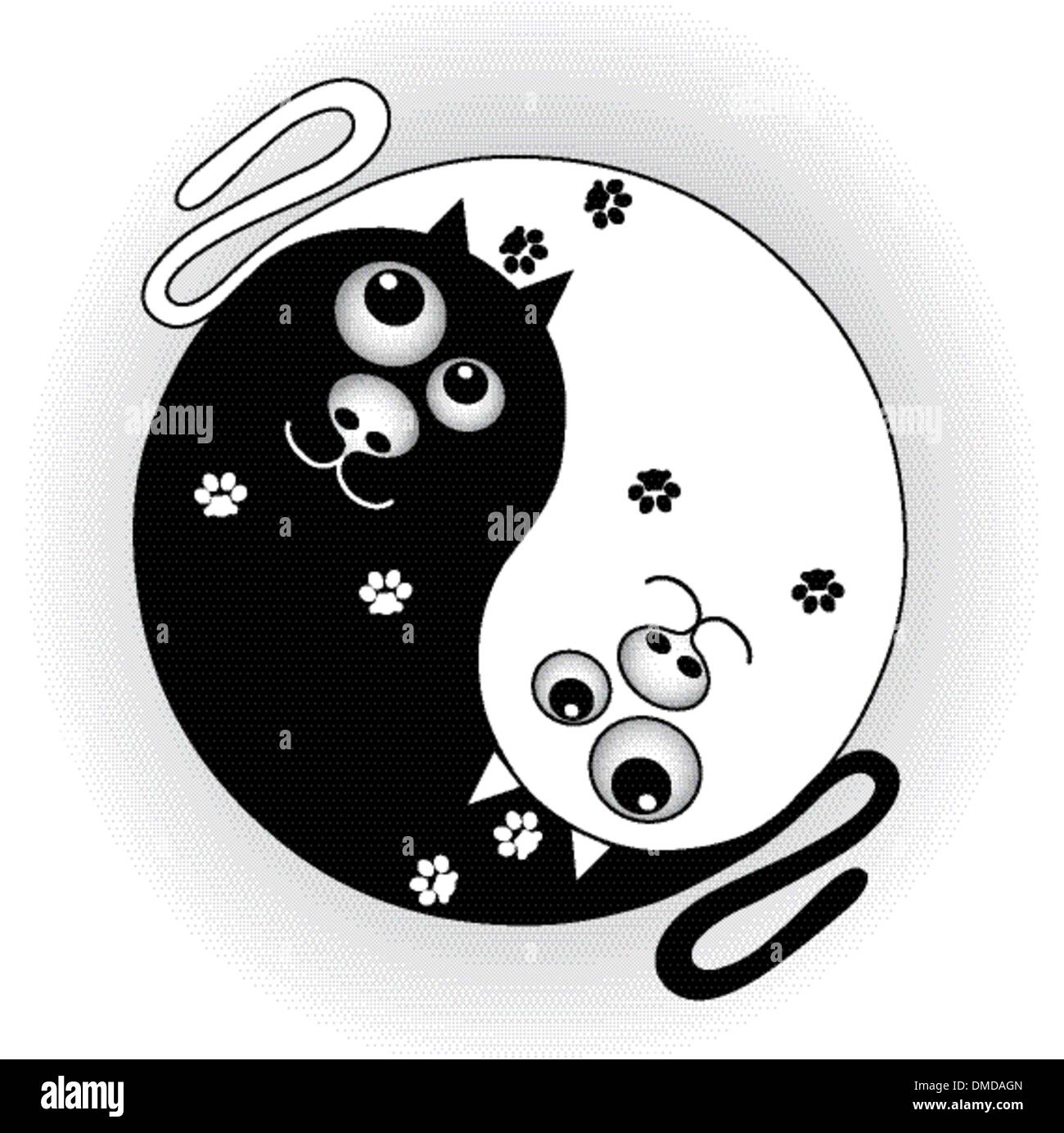 Ying-Yang Symbol mit Katzen Stock Vektor